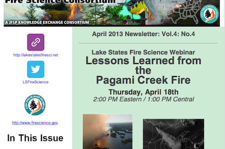 Learn more about the activities of the Lake States Fire Science Consortium in our newsletter.