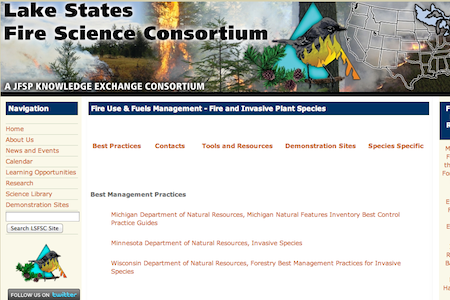 Lake States Fire Science Consortium has developed an online library for resources pertaining to fire and invasive plant species.